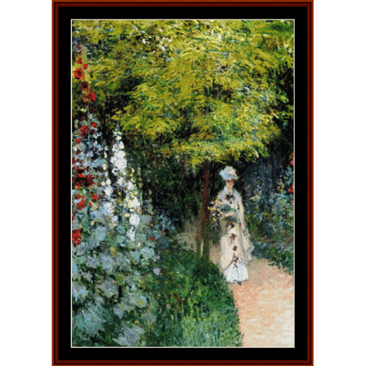 The Garden Hollyhocks - Monet cross stitch pattern