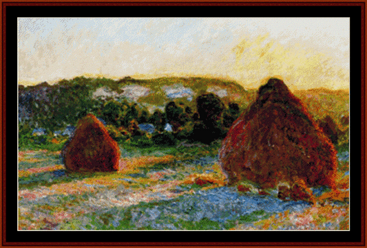 Haystacks, End of Summer - Claude Monet pdf cross stitch pattern