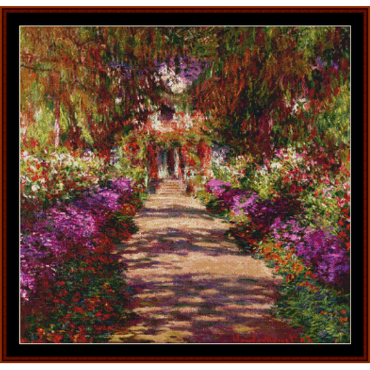 A Pathway in the Garden - Monet pdf cross stitch pattern