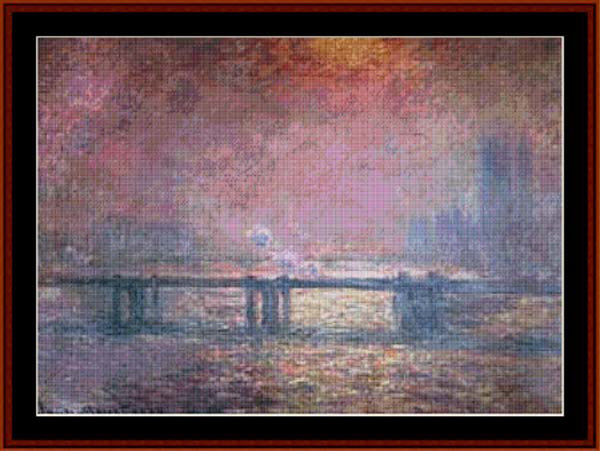 The Thames at Charing Cross - Monet cross stitch pattern