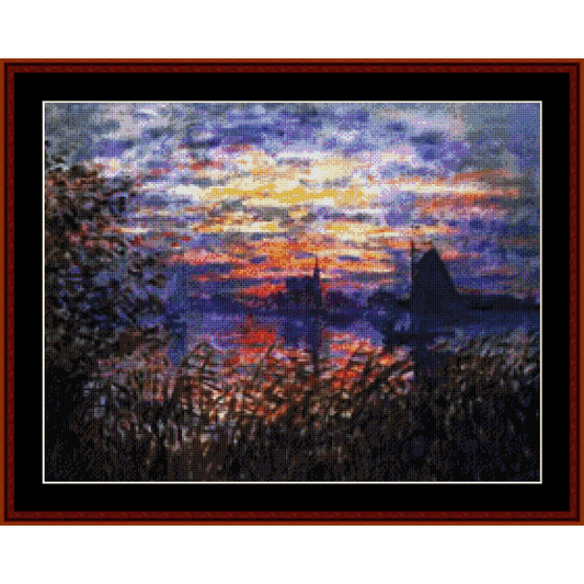 Marine View at Sunset - Claude Monet pdf cross stitch pattern