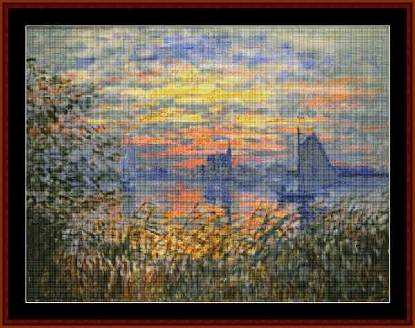 Marine View at Sunset - Claude Monet pdf cross stitch pattern