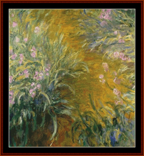 Path Through the Irises - Claude Monet pdf cross stitch pattern