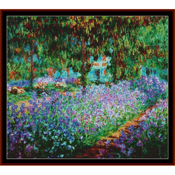 Artists Garden at Giverny, postersize - Monet cross stitch pattern