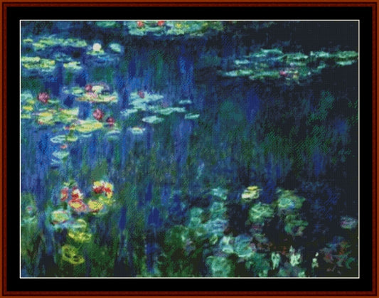 Water Lilies, Green Reflection - Claude Monet pdf cross stitch pattern