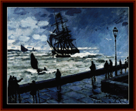 Jetty at LeHavre - Claude Monet pdf cross stitch pattern