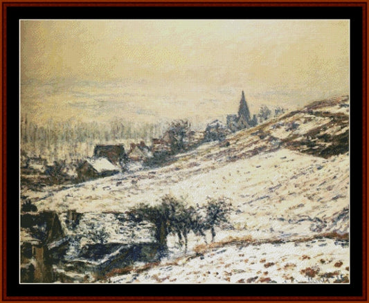 Winter at Giverny - Claude Monet pdf cross stitch pattern