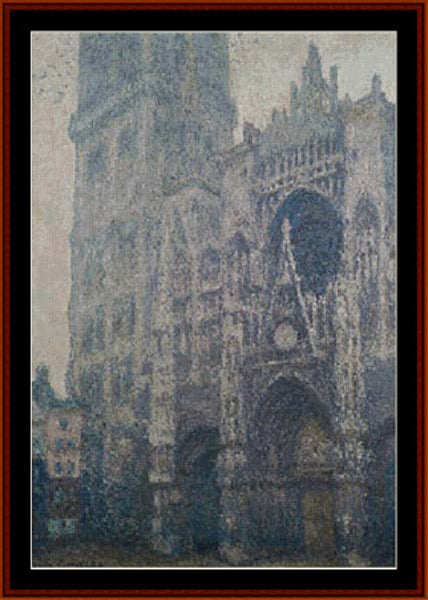 Rouen Cathedral, Grey Weather - Monet cross stitch pattern