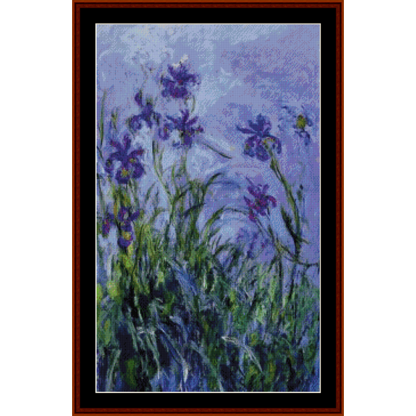 Lilac Irises - Monet pdf cross stitch pattern