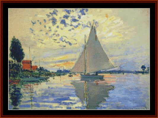 Sailboat at Le Petit-Gennevilliers - Claude Monet pdf cross stitch pattern