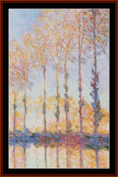 Poplars, End of Autumn - Claude Monet pdf cross stitch pattern