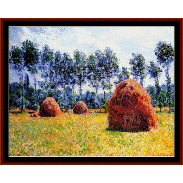Haystacks at Giverny - Monet pdf cross stitch pattern