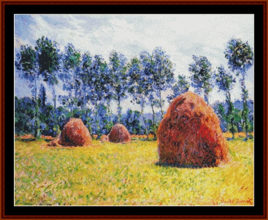 Haystacks at Giverny - Claude Monet pdf cross stitch pattern