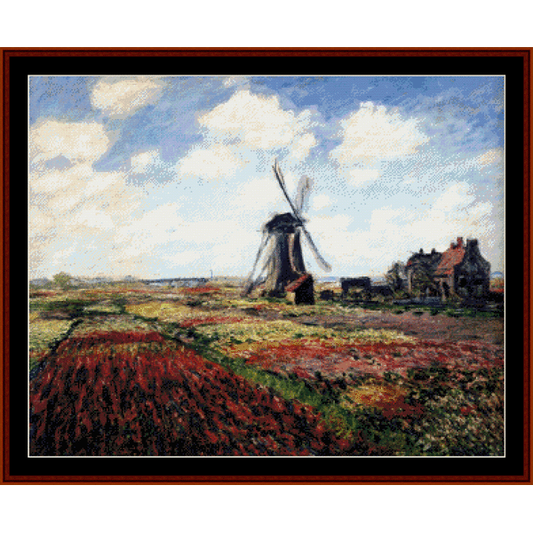 Tulip Fields with Windmill - Monet cross stitch pattern