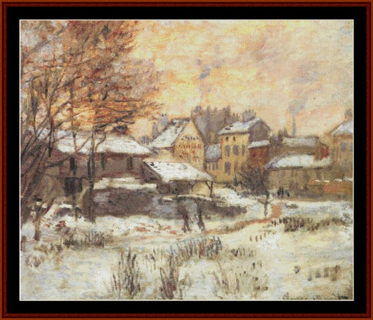 Evening Snow Effect - Claude Monet pdf cross stitch pattern