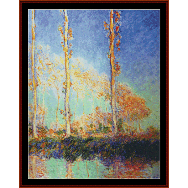 Poplars, 1891 - Monet cross stitch pattern