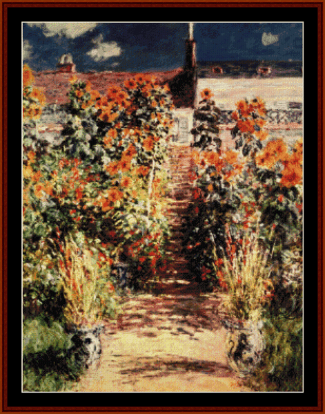 The Steps at Vetheuil - Monet cross stitch pattern