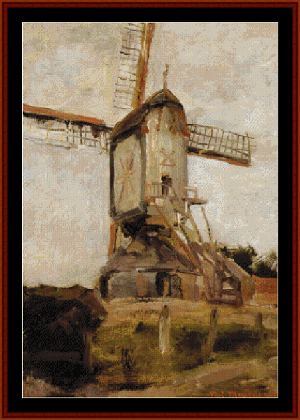 Windmill - Piet Mondrian pdf cross stitch pattern