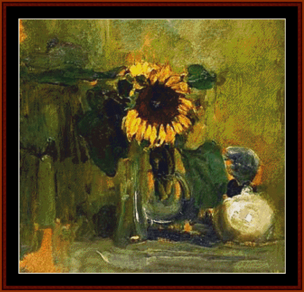 Still Life with Sunflower - Piet Mondrian pdf cross stitch pattern