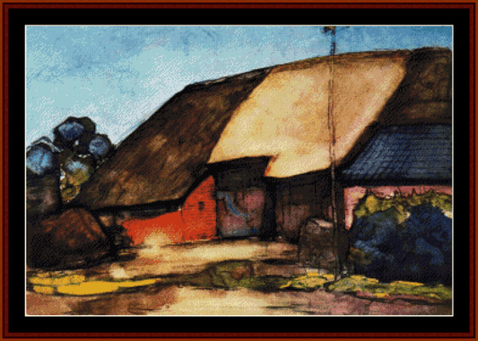 Farm on Nisterode - Piet Mondrian pdf cross stitch pattern