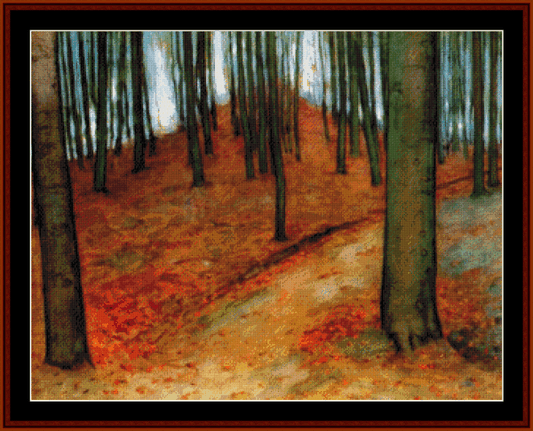 Wood with Beech Trees - Piet Mondrian pdf cross stitch pattern