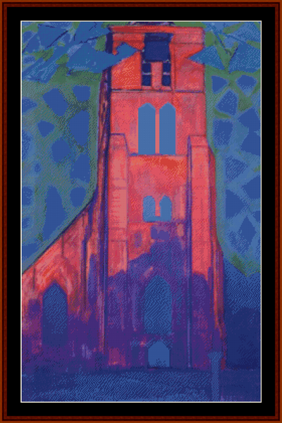 Church Tower of Domburg - Piet Mondrian pdf cross stitch pattern