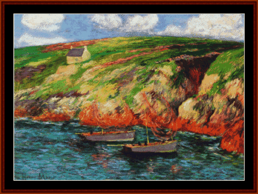 Fishing Boats Near Breton Coast - Henry Moret pdf cross stitch pattern