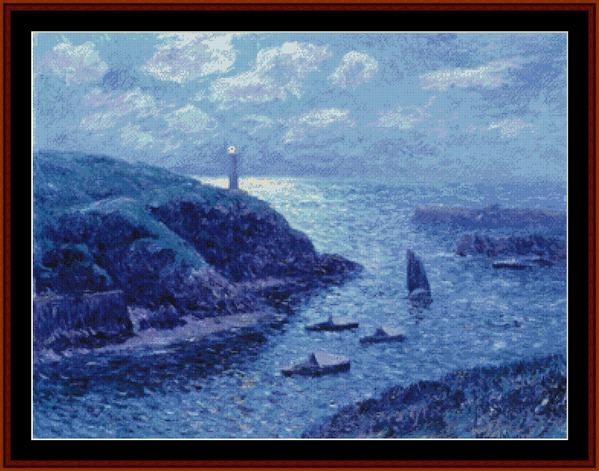 Port of Dolan, Night - Henry Moret pdf cross stitch pattern