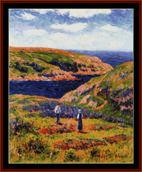 Cliffs at Clohars - Henry Moret pdf cross stitch pattern