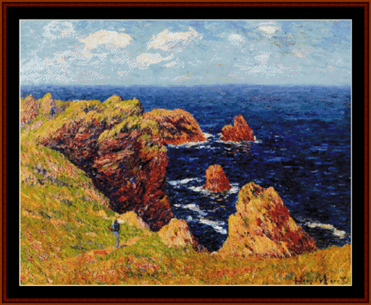 Promenade on the Coastal Path - Henry Moret pdf cross stitch pattern