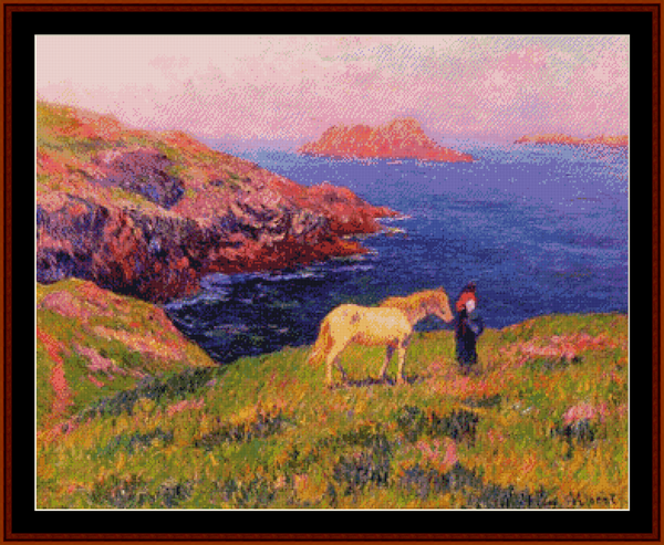 Cliff at Quessant - Henry Moret pdf cross stitch pattern