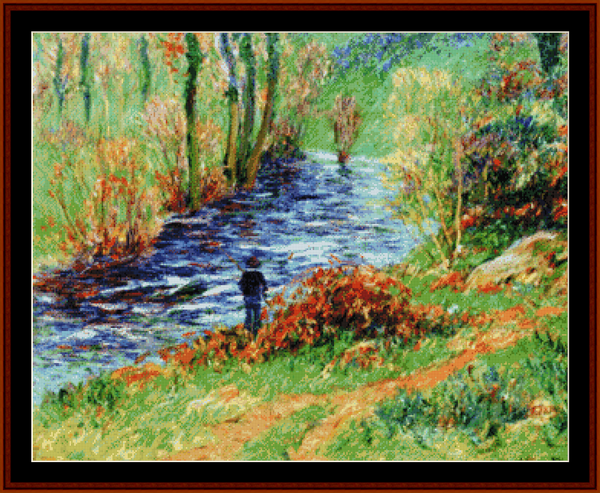 Fisherman on the Banks - Henry Moret pdf cross stitch pattern