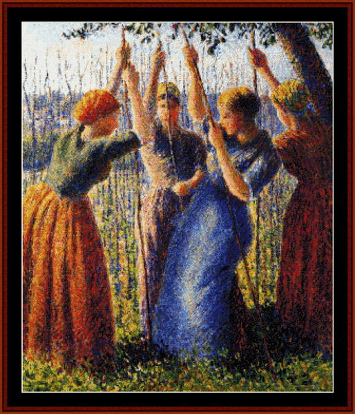 Peasant Women Planting Peas - Camille Pissarro cross stitch pattern