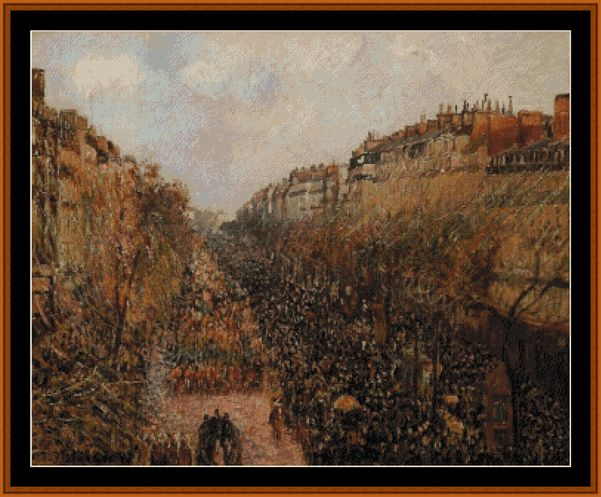 Blvd. Montmarte, Mardi Gras - Camille Pissarro cross stitch pattern