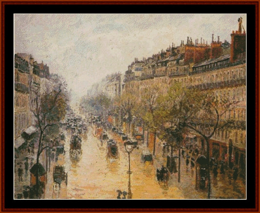Blvd. Montmarte, Spring Rain - Camille Pissarro pdf cross stitch pattern