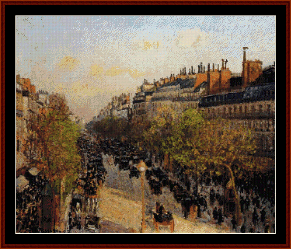 Blvd. Montmarte, Sunset, 1897 - Camille Pissarro cross stitch pattern