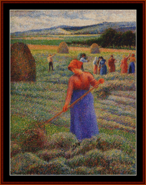 Haymakers in Eragny, 1889 - Camille Pissarro cross stitch pattern