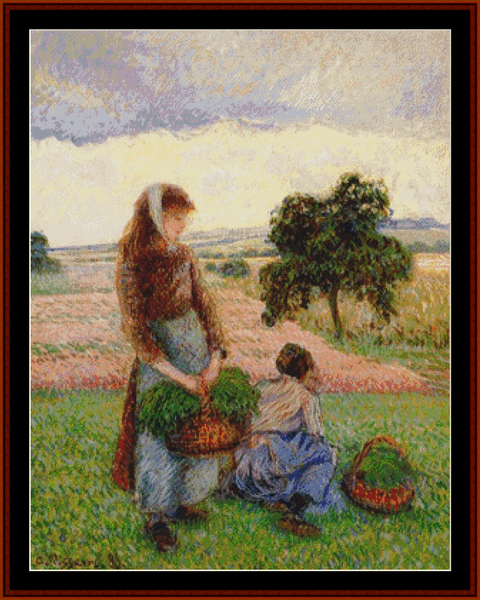 Peasant Women with Baskets - Camille Pissarro cross stitch pattern