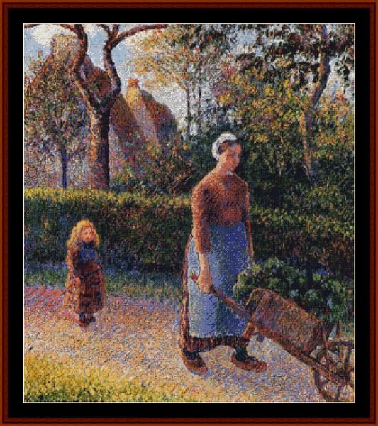 Woman with a Wheelbarrow - Camille Pissarro cross stitch pattern