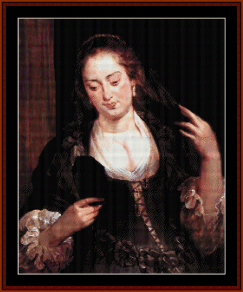 Woman with Mirror - Peter Paul Rubens cross stitch pattern