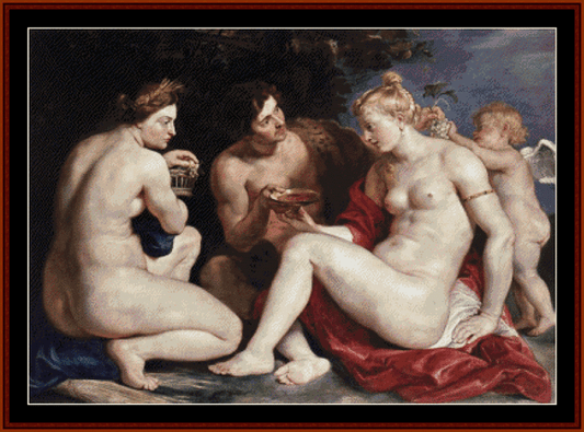 Venus, Cupid Bacchus & Ceres - Peter Paul Rubens cross stitch pattern