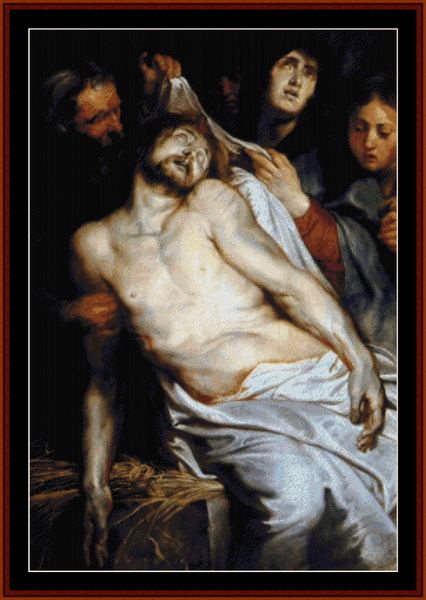 Lamentation of Christ on Straw - Peter Paul Rubens cross stitch pattern