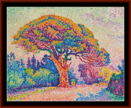 Pine Tree at St. Tropez - Paul Signac pdf cross stitch pattern