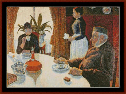 Breakfast, the Dining Room - Paul Signac pdf cross stitch pattern