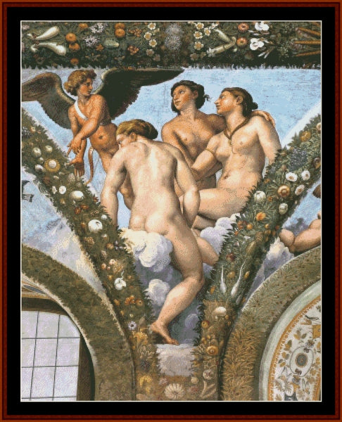Cupid and the Three Graces - Raphael cross stitch pattern
