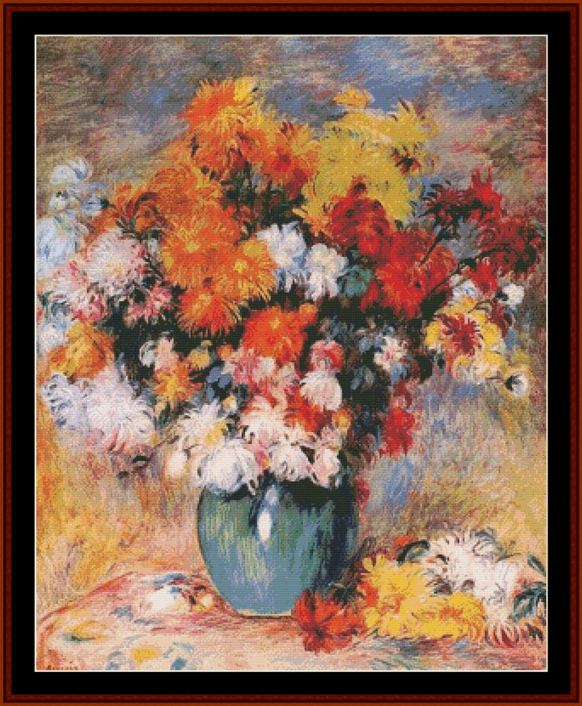 Vase of Chrysanthemums - Renoir cross stitch pattern