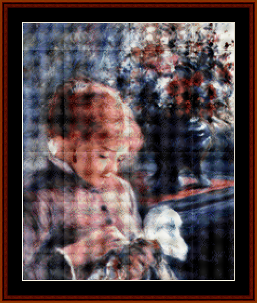 Lady Sewing (Small) - Renoir cross stitch pattern