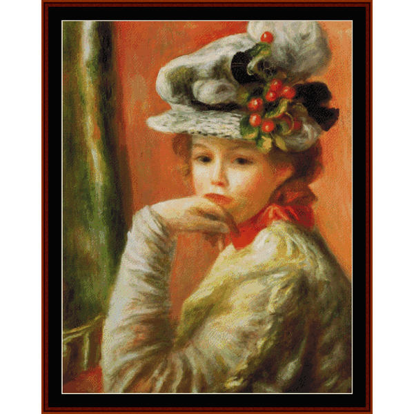Girl in White Hat - Renoir cross stitch pattern