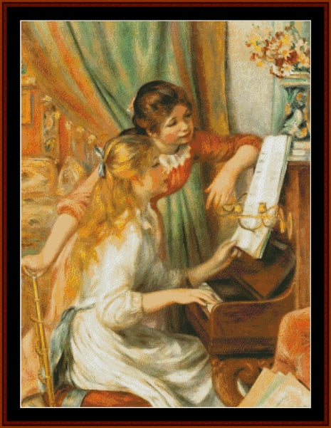 Girls at a Piano - Pierre Auguste Renoir pdf cross stitch pattern