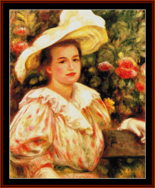 Lady with White Hat - Renoir pdf cross stitch pattern